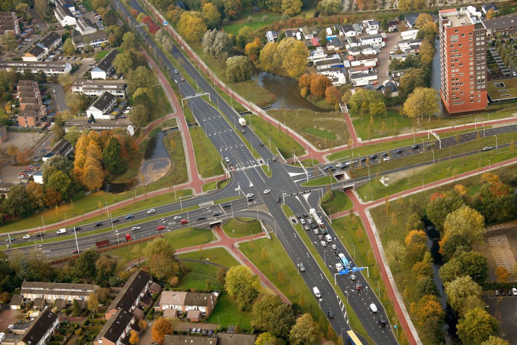 Luchtfoto van een knooppunt, ingemeten en gefaseerd in 4D